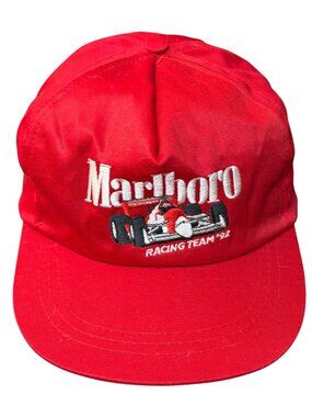 Vintage Marlboro Racing Team 92 Red Snapback Hat Vanguard Formula 1 Embroidered